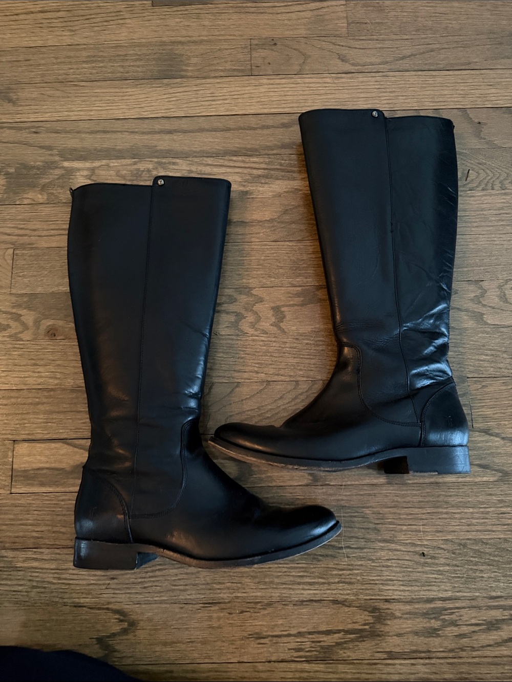 FRYE Classic Black Leather Riding Boots, Size 8